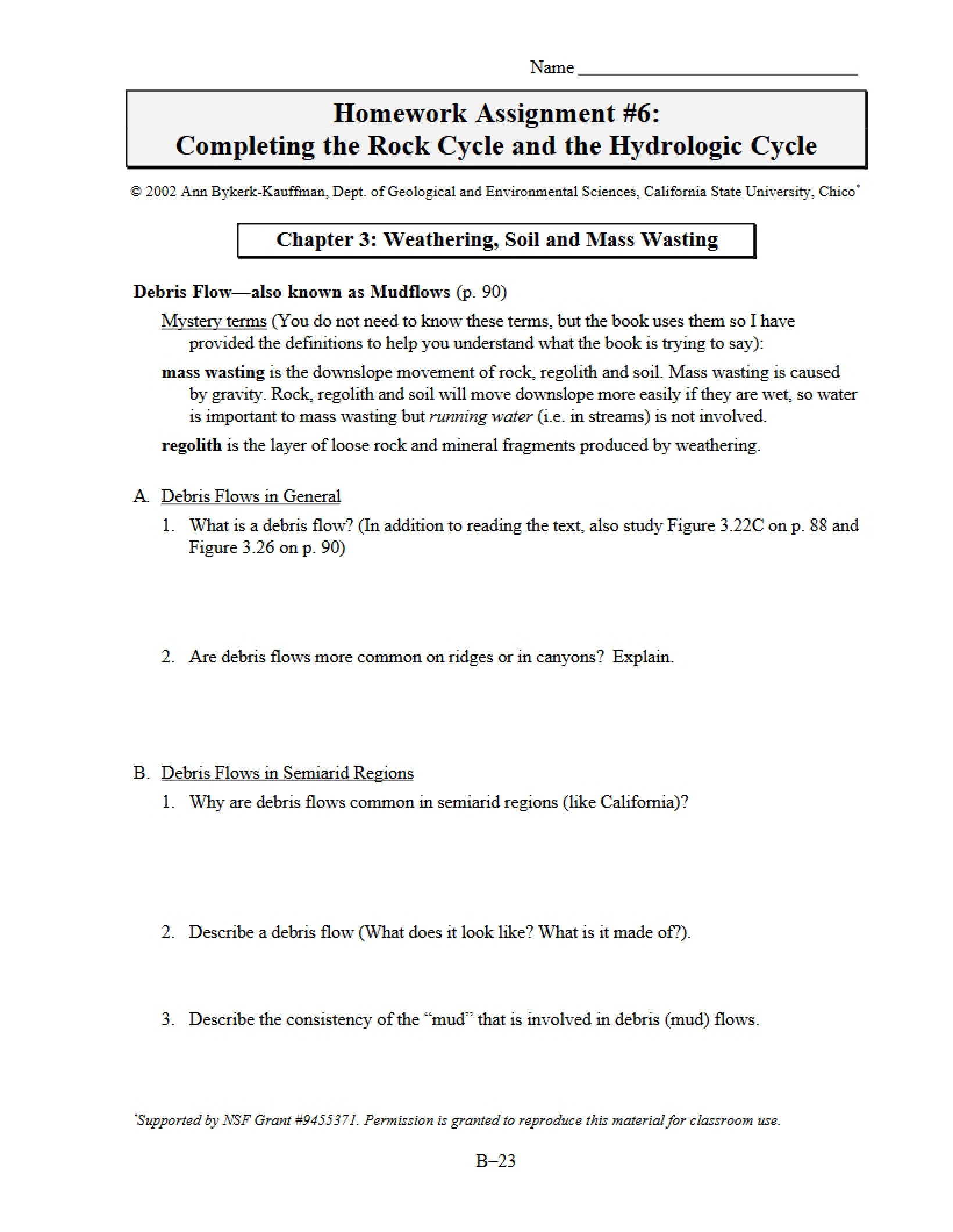 Sixth Homework Assignment