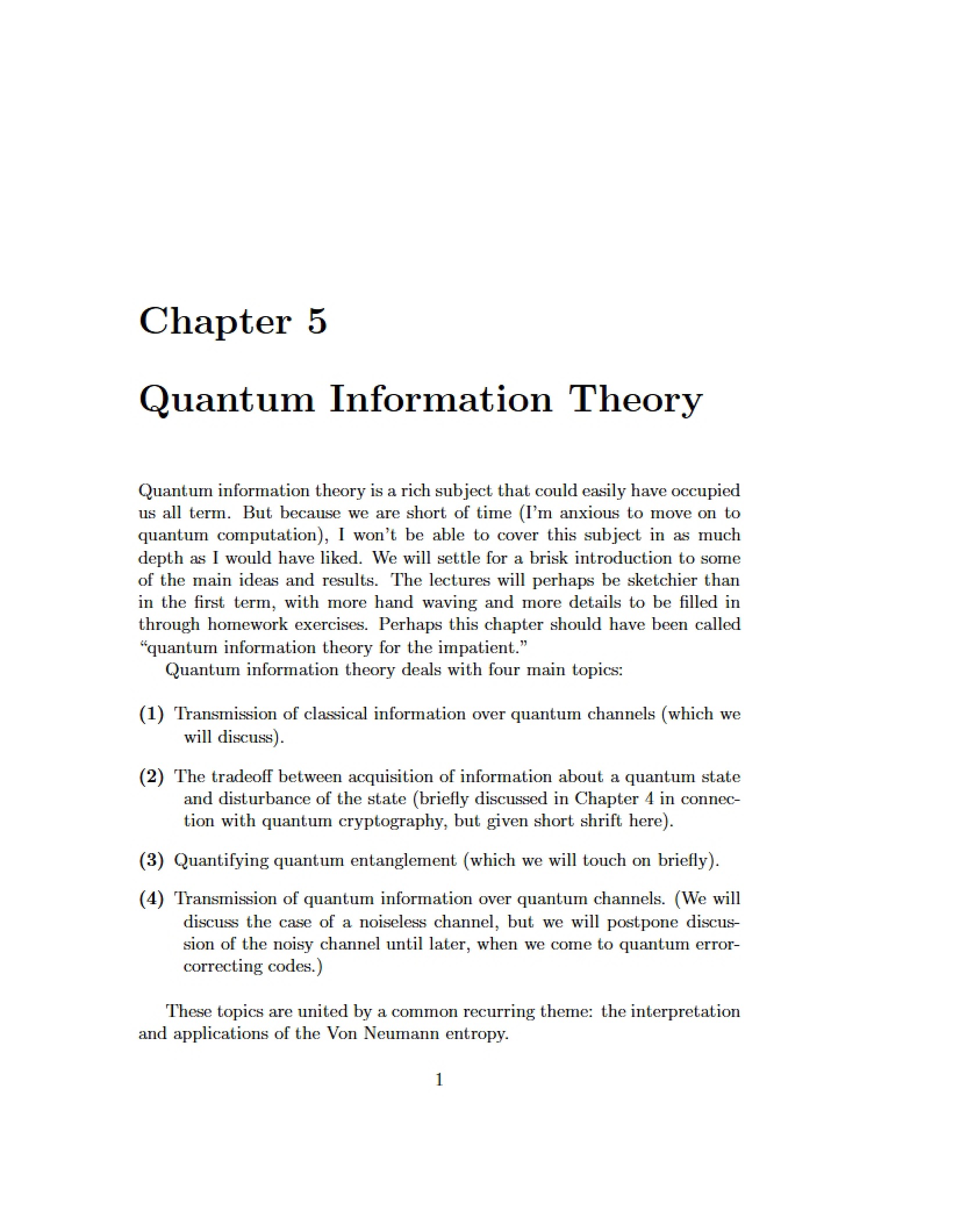 Theory of Quantum Information