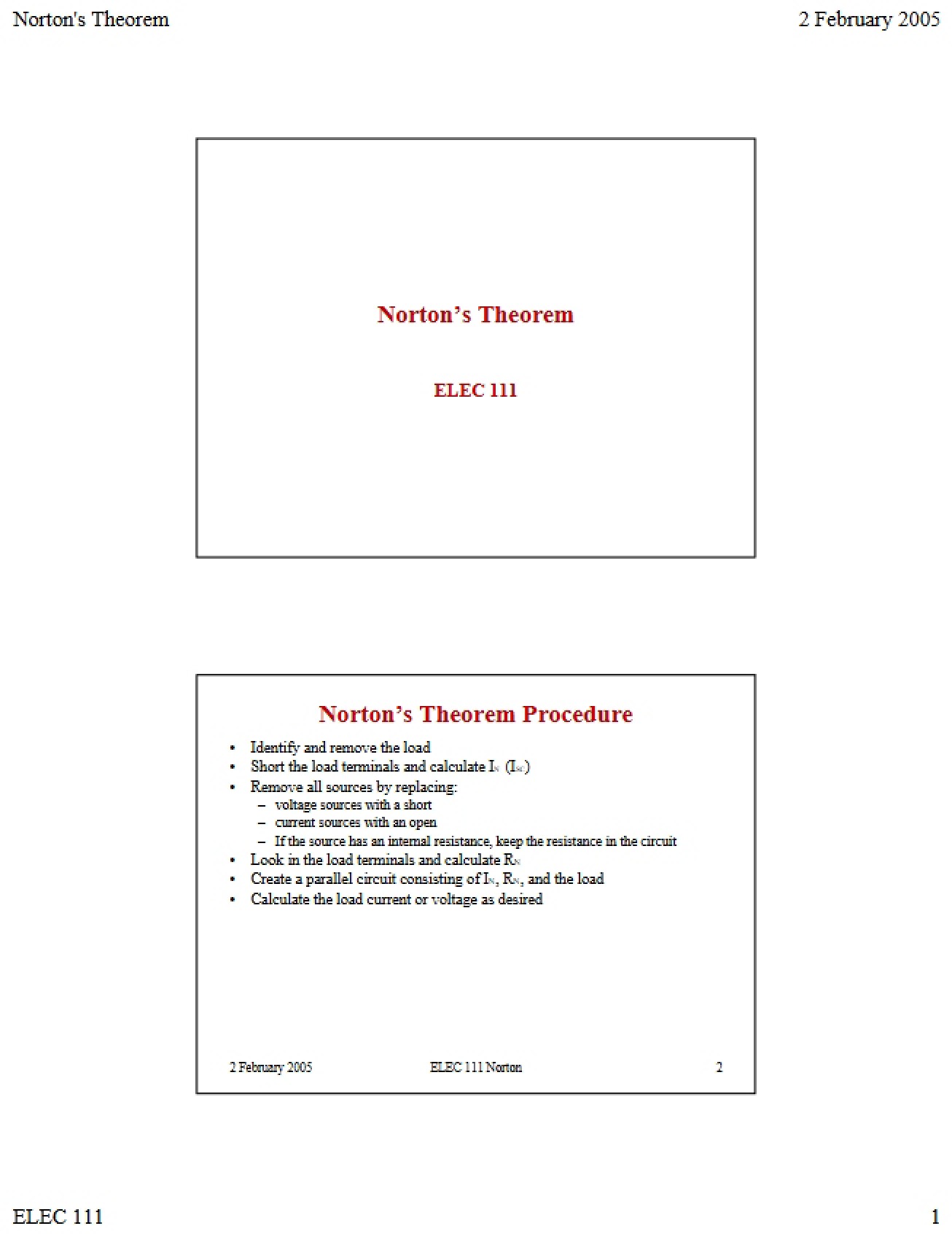 Theorem of Norton