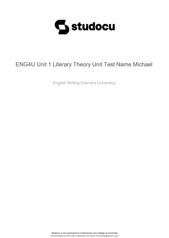 ENG4U Unit 1 Test - Literary Theory