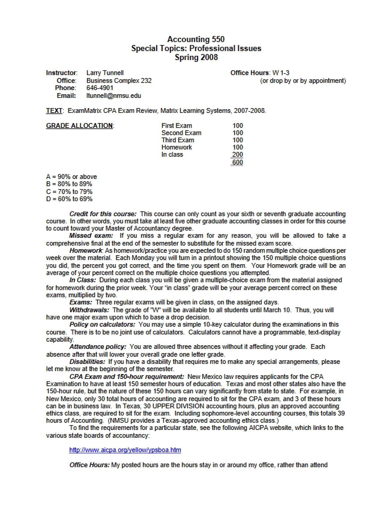 Special Topics in Professional Accounting Issues