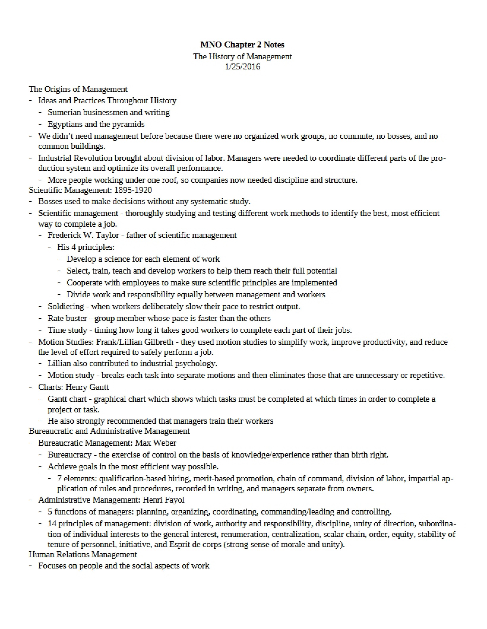 Management History