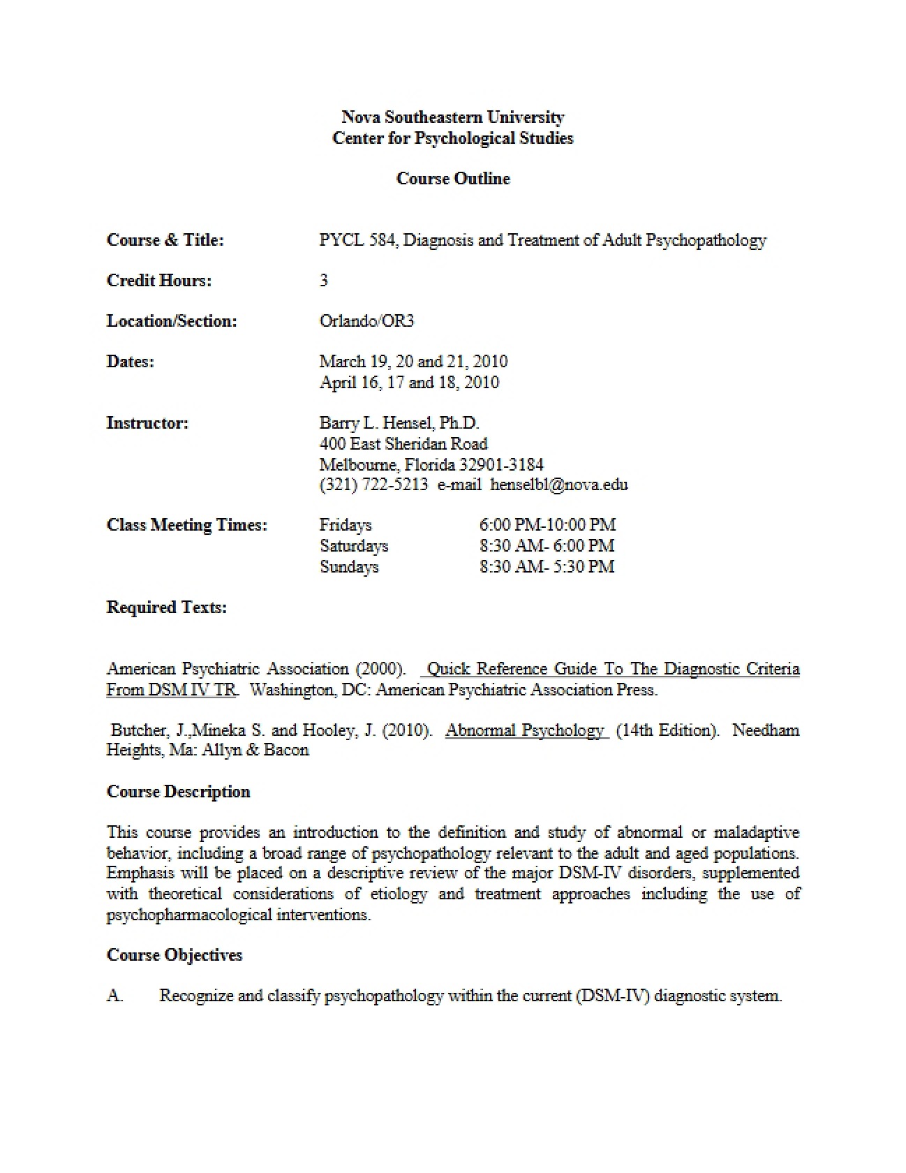 Diagnosis of Adult Psychopathology Structure