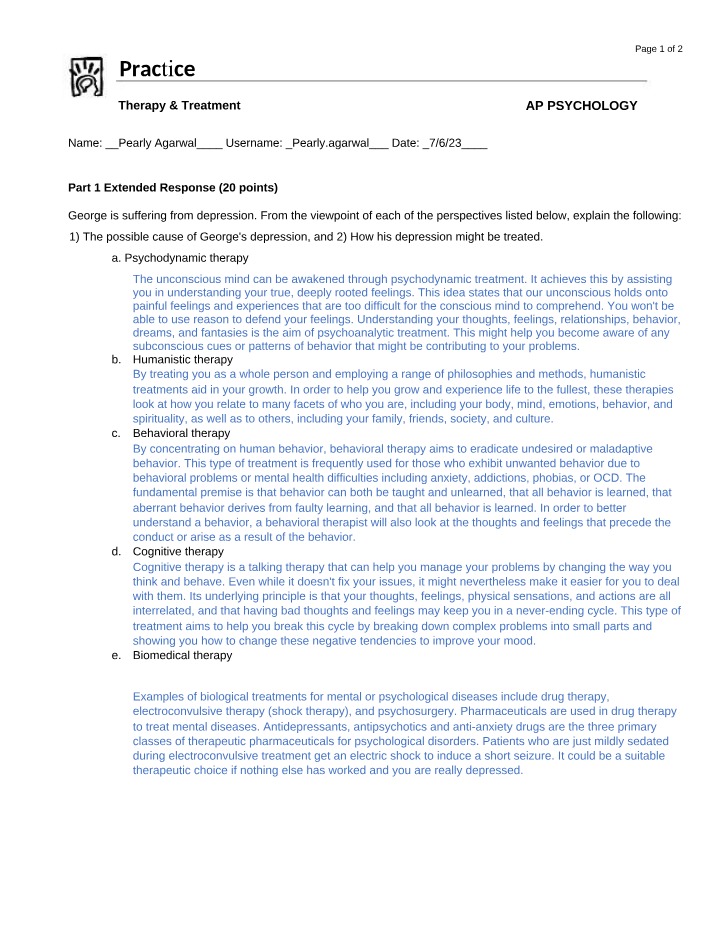 Therapy and Treatment Practice