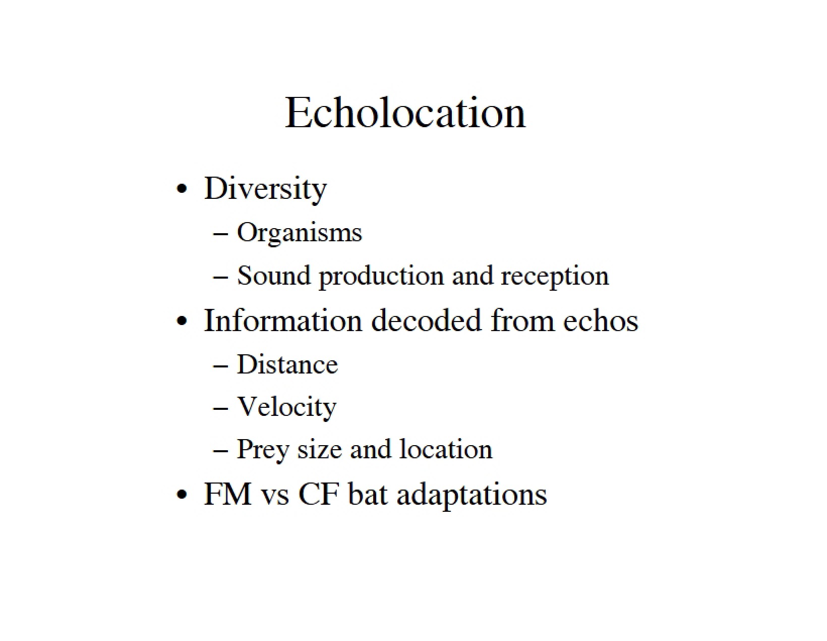Biological Sonar Principles of Echolocation