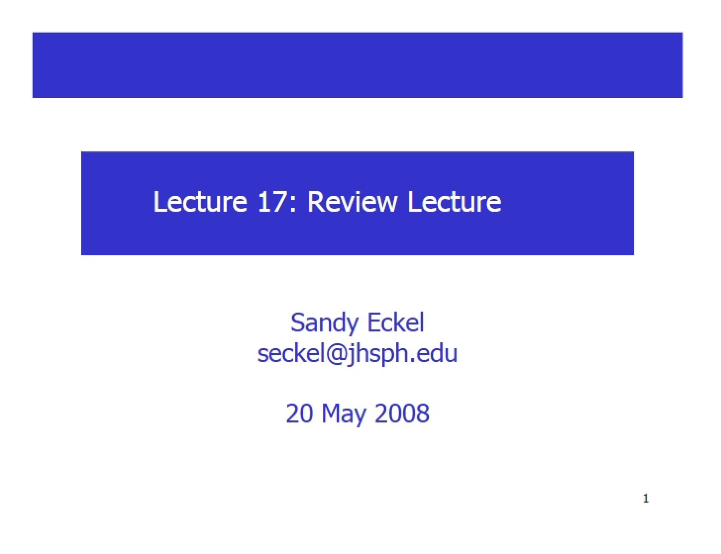 Lecture 17