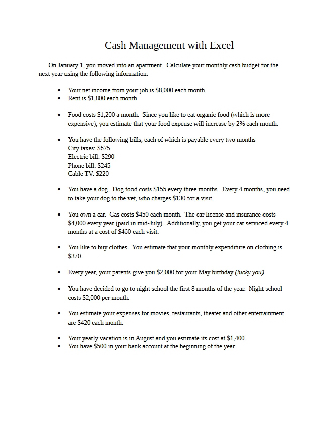 Using Excel for Cash Management