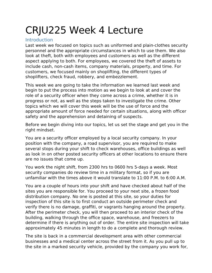 Week 4 Lecture - CRJU225
