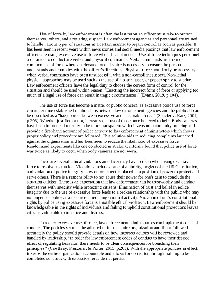 Use of Force in Law Enforcement - Ethical Considerations