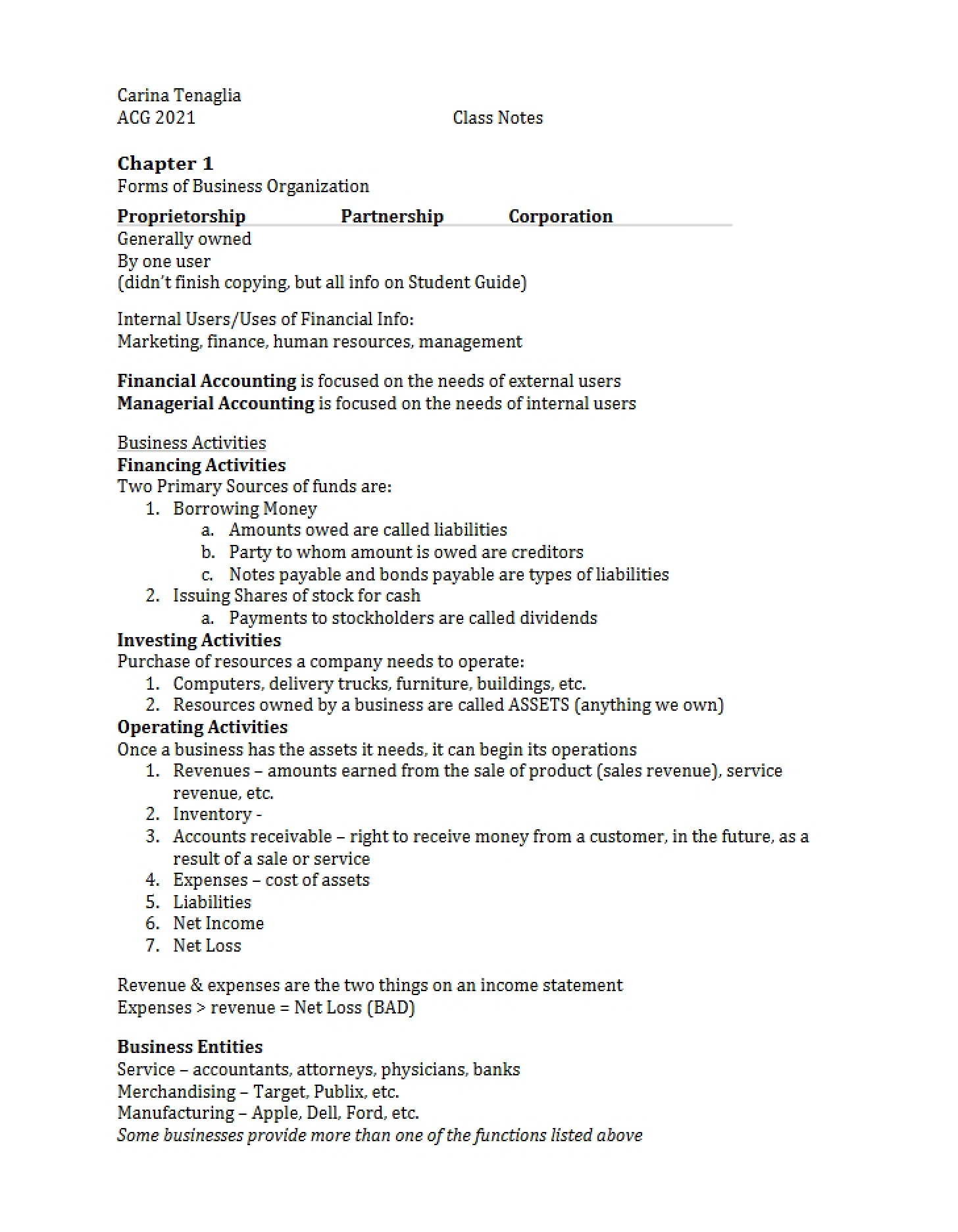 Business Organization Forms Chapter 1