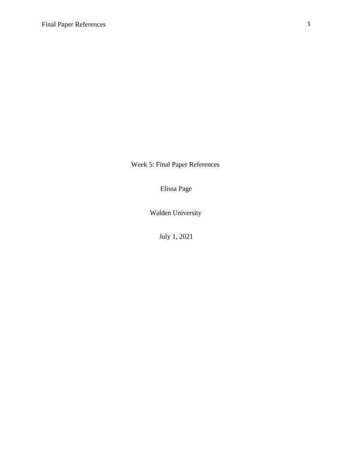 References for the Week 5 Final Paper
