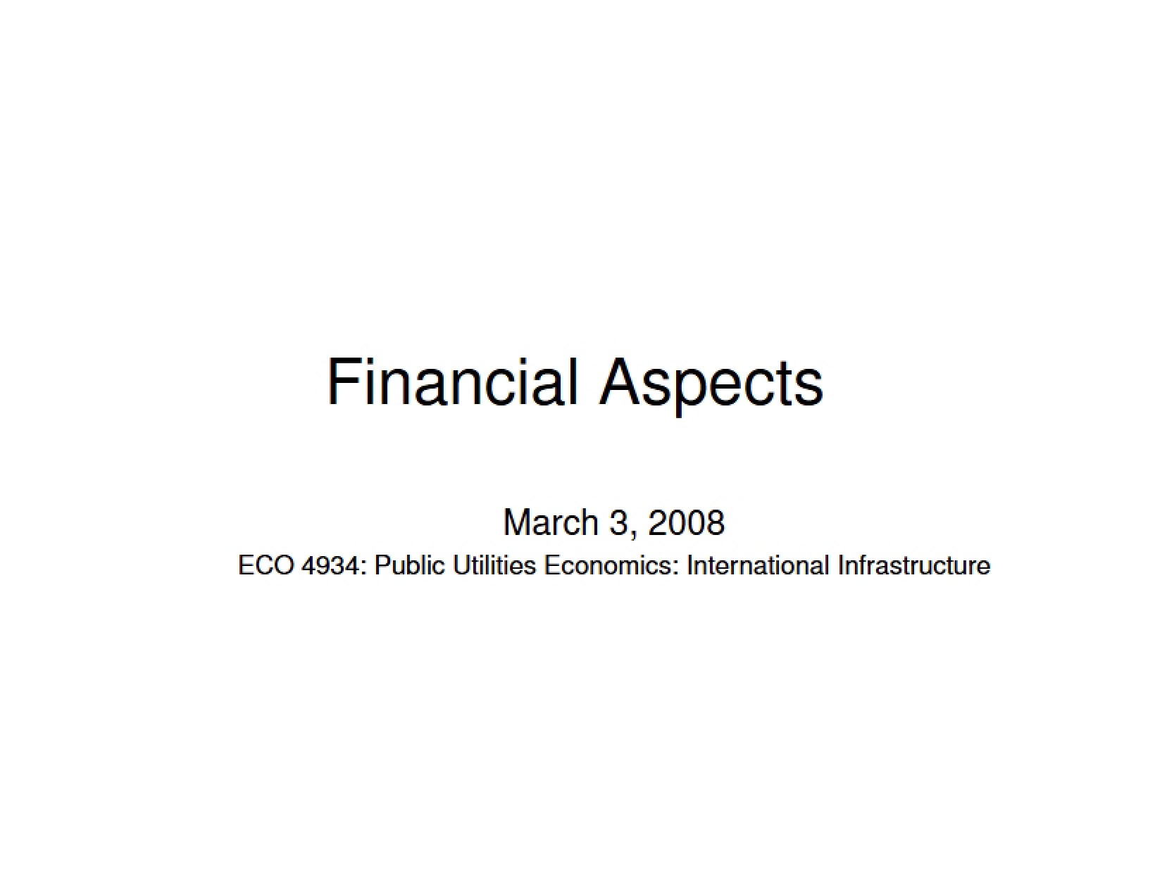 Aspects of Finance