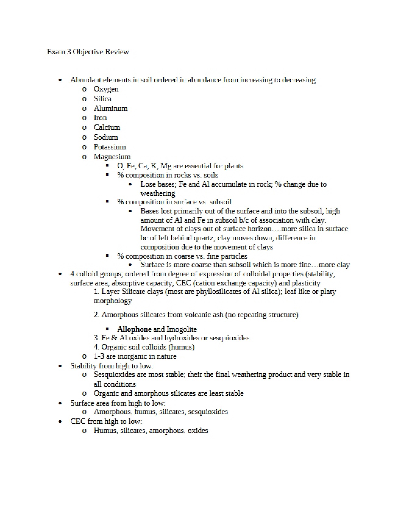 Soil Science Exam 3