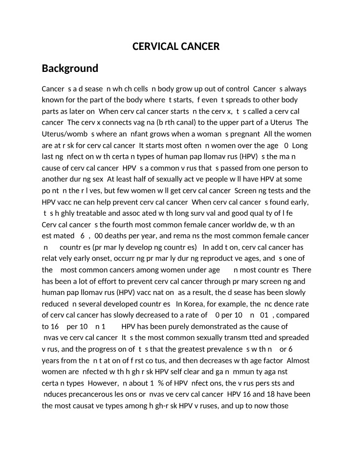 Causes, Screening, and Vaccination for Preventing Cervical Cancer