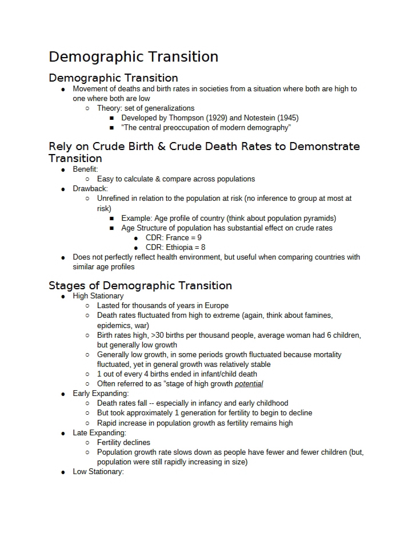 Transition of Demographics
