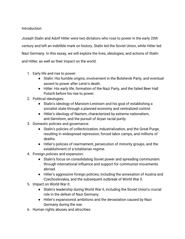 Impact of Stalin and Hitler - Ideologies and Policies
