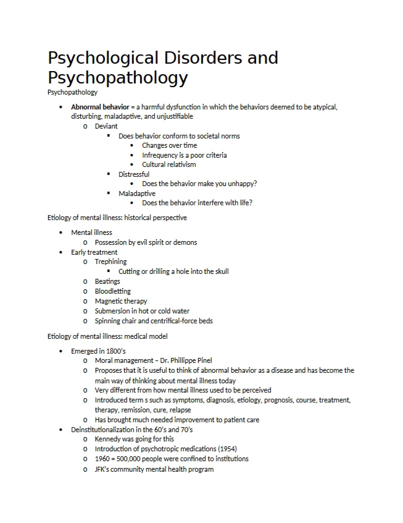 Psychopathology and Mental Disorders