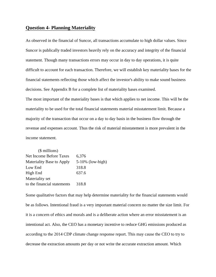 4551 Auditing - Materiality