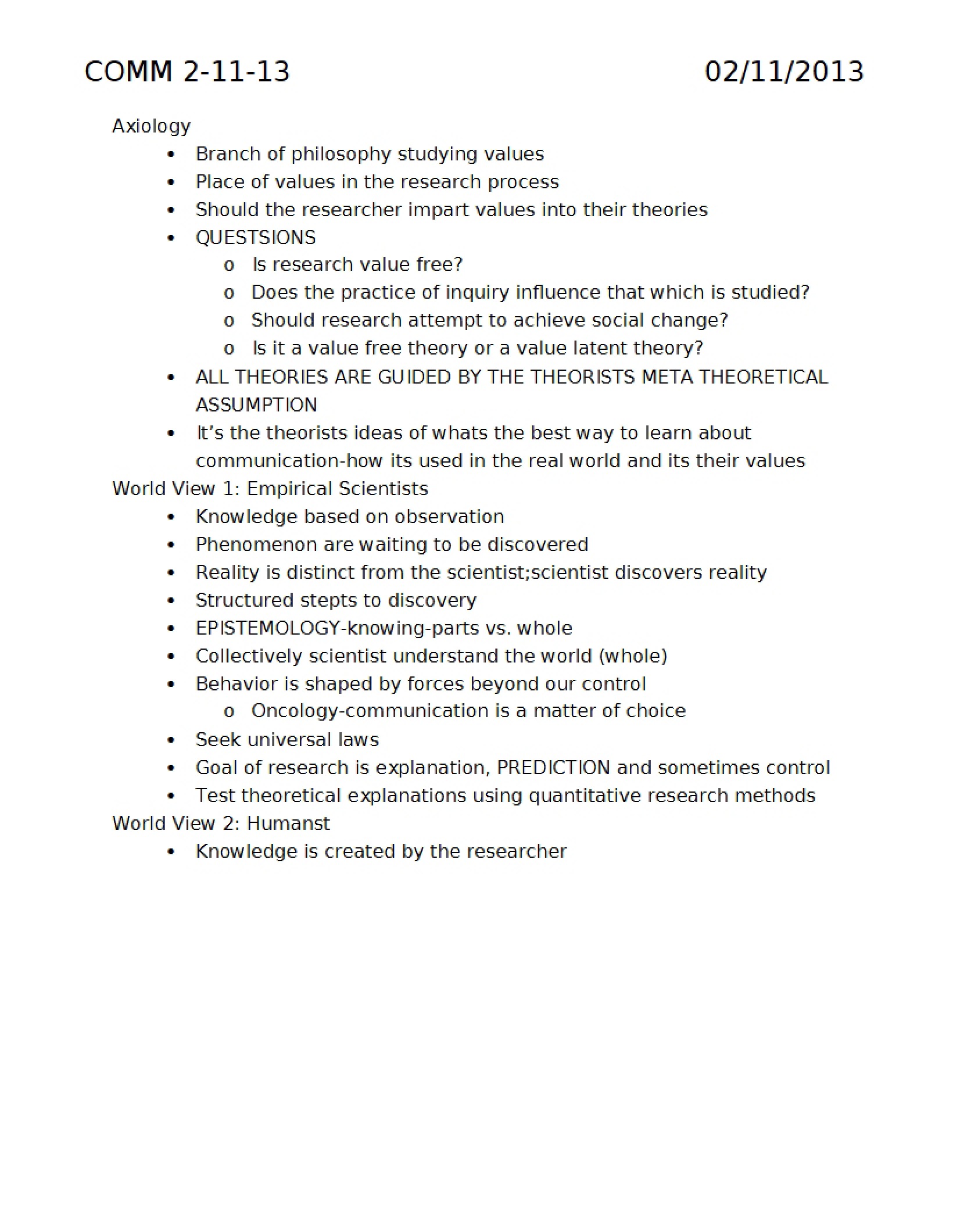 Axiology Overview