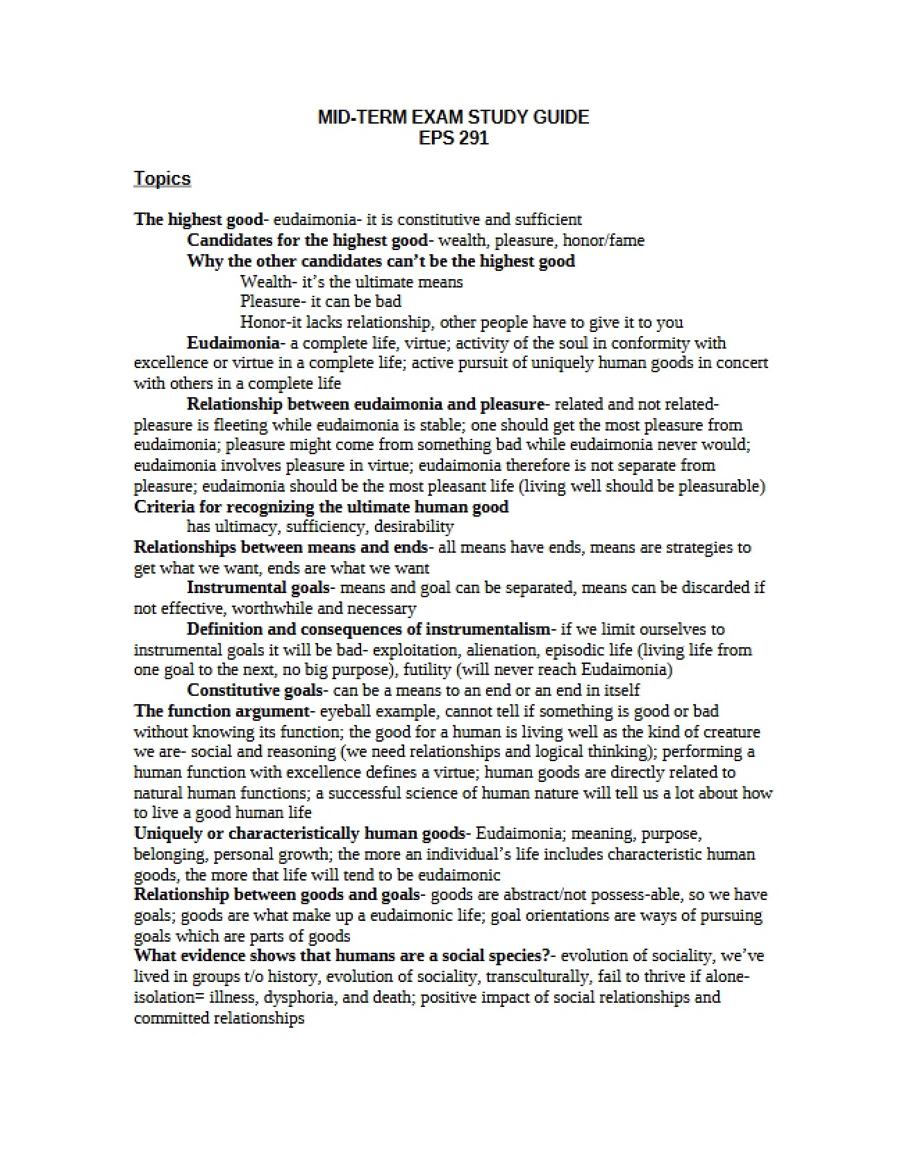Guide for Mid-Term Exam Study