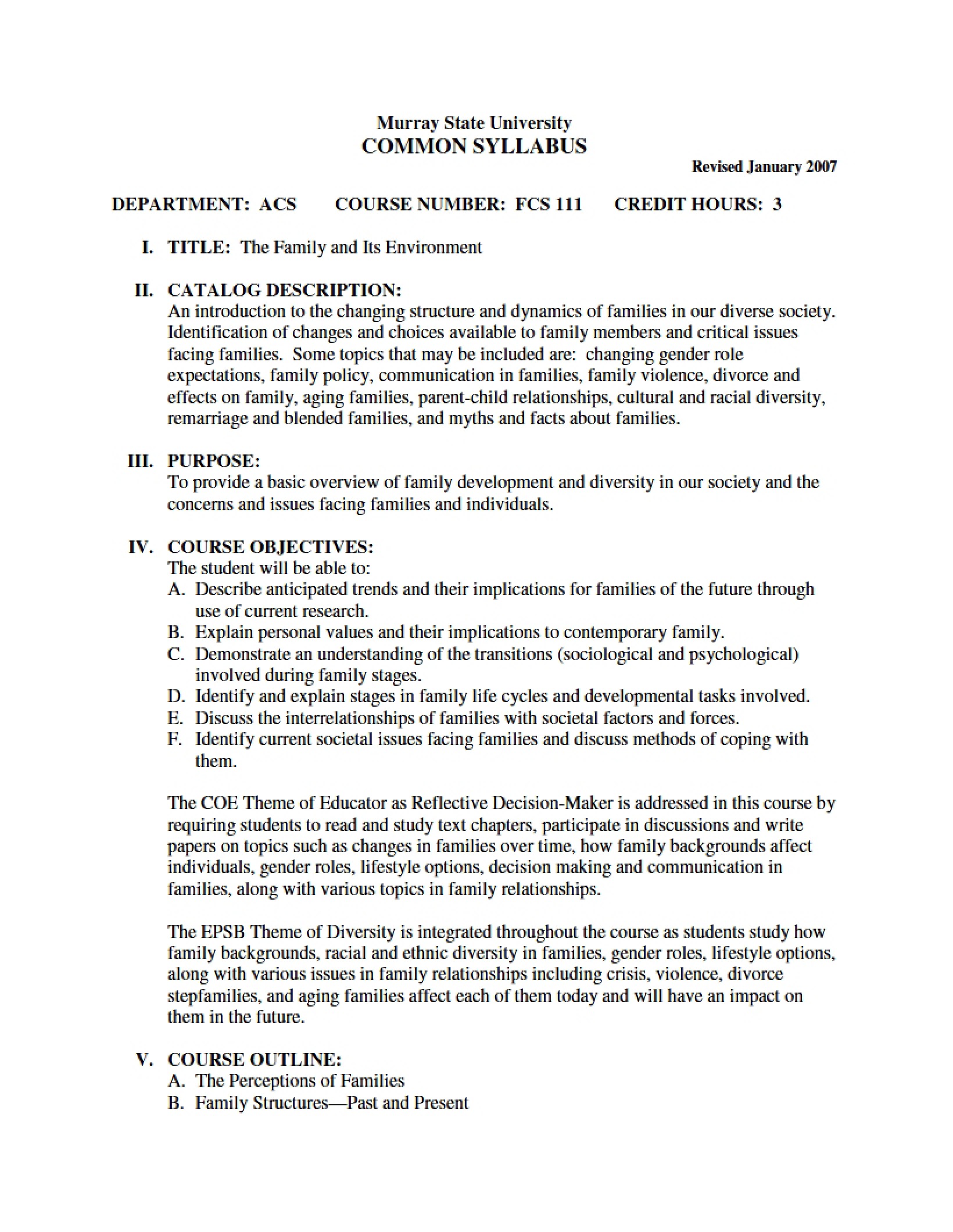 Syllabus - FCS 111