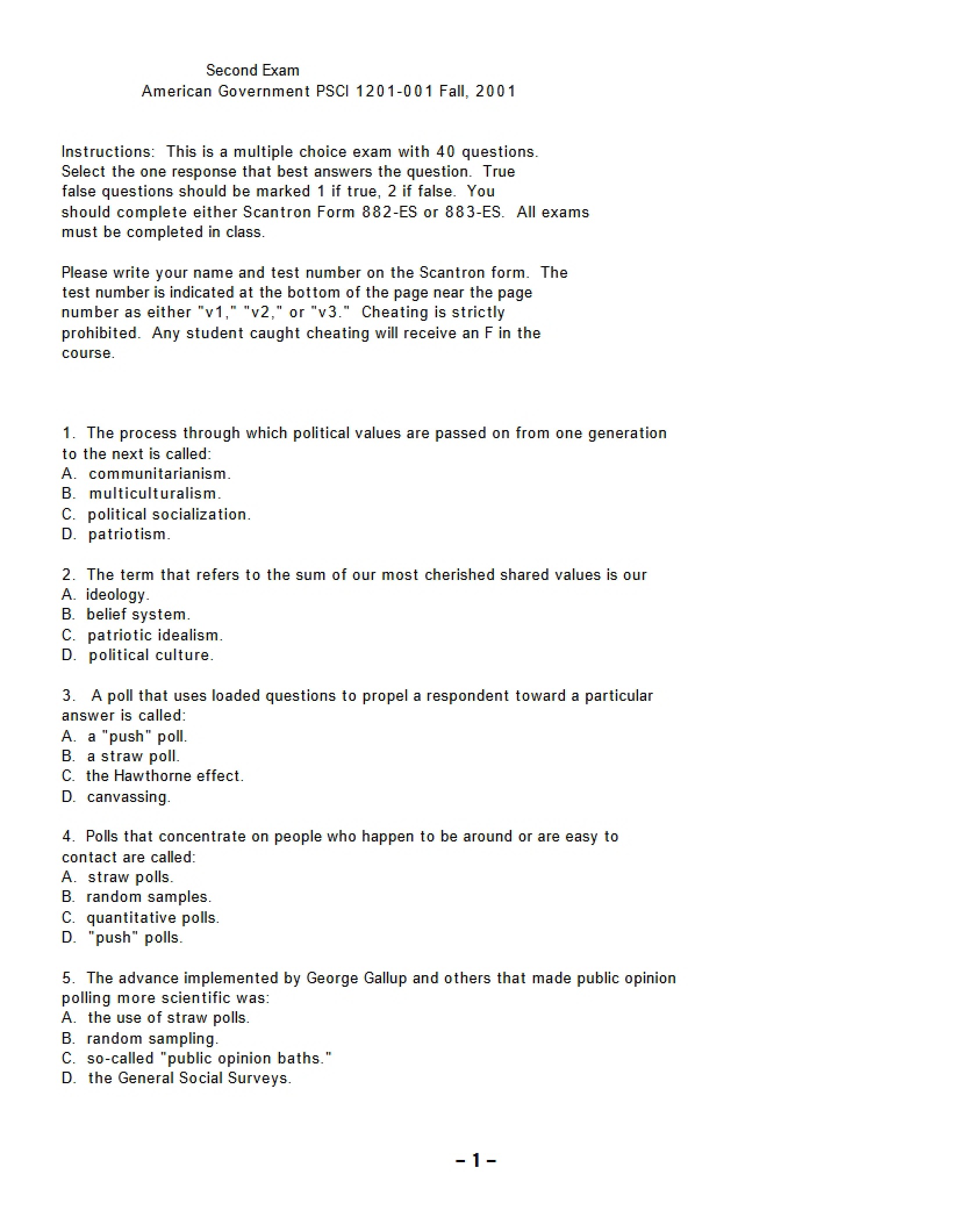 PSCI 1201 Test