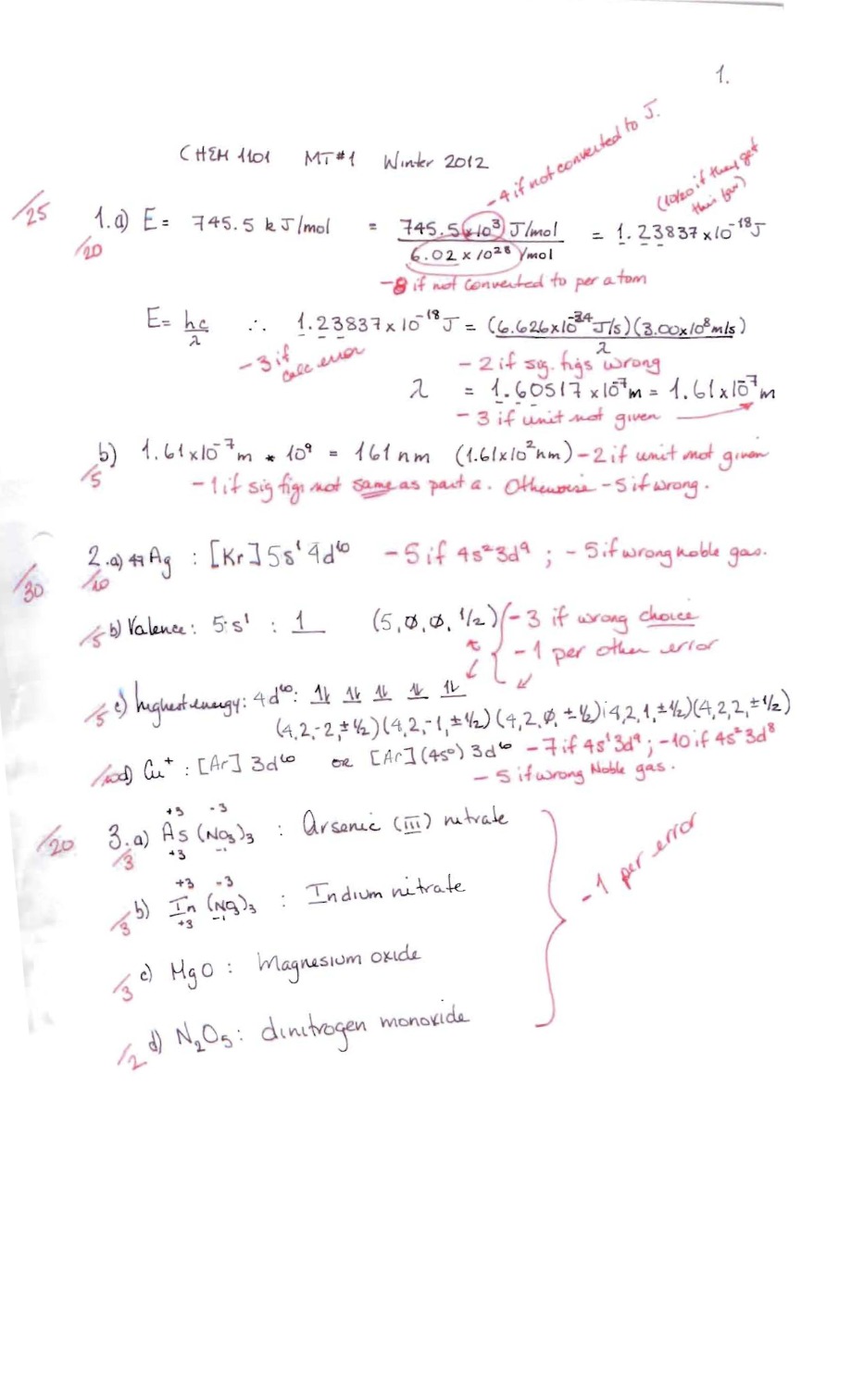 Winter 2012 Exam - CHEM 1101 MT#1