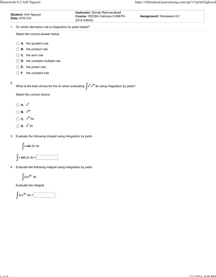 Calculus II - Homework 8.2