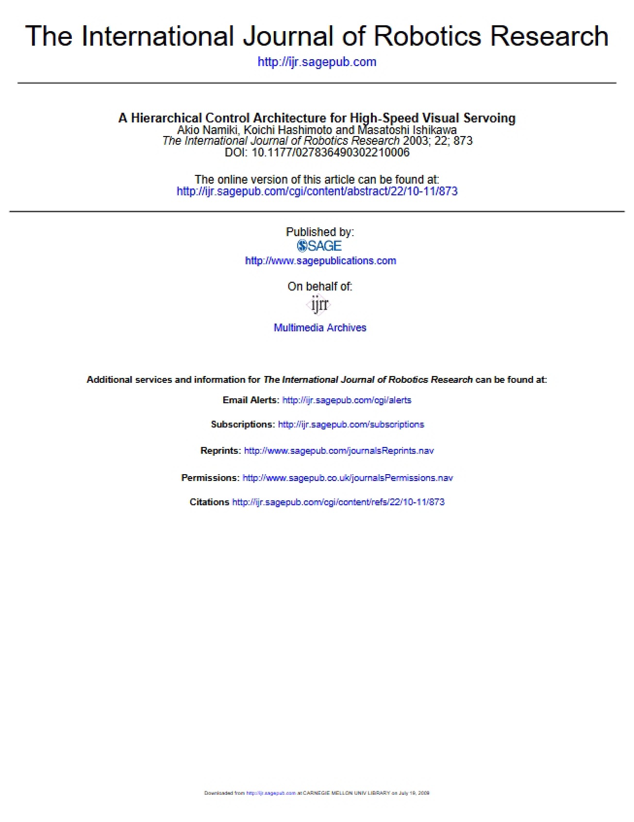 Journal of Robotics Research (International)