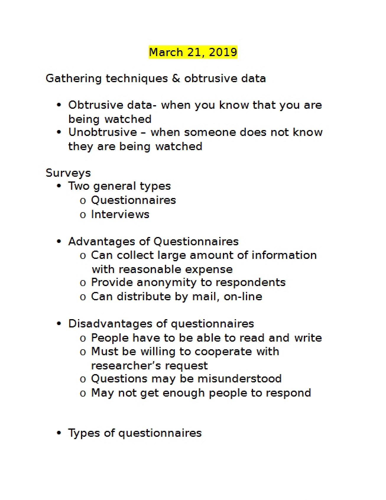 Research Methods Notes