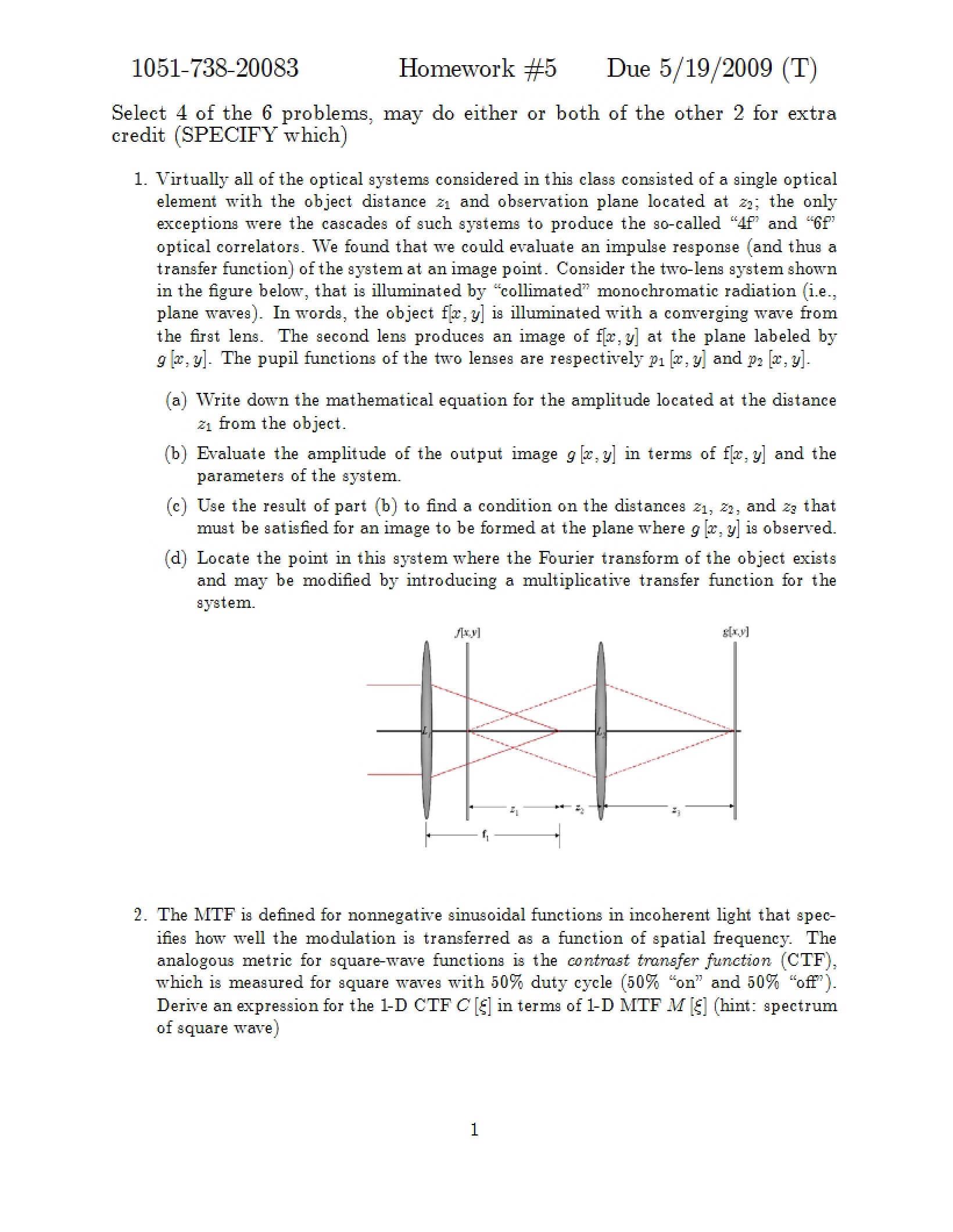 Fifth Homework Set