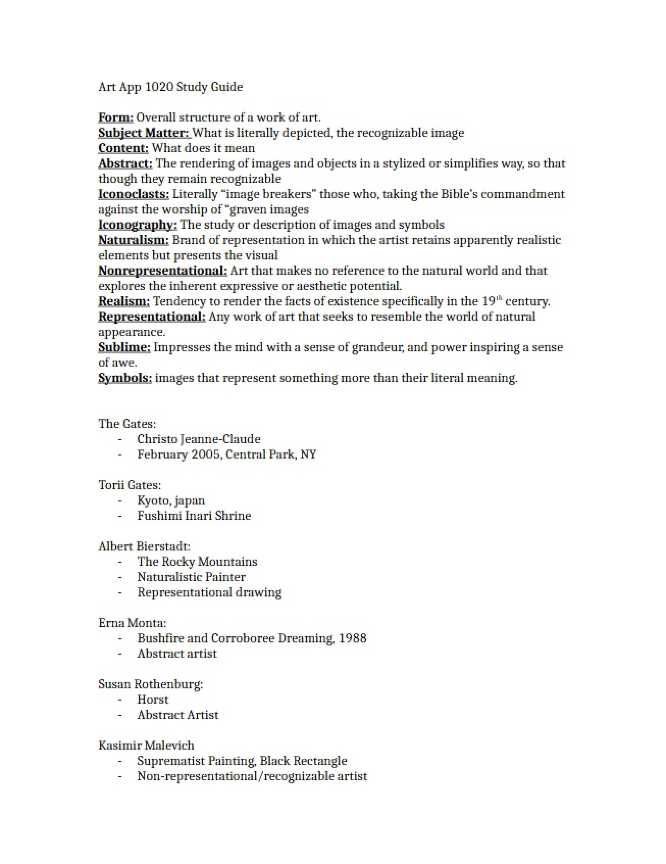 Study Guide for Exam 1
