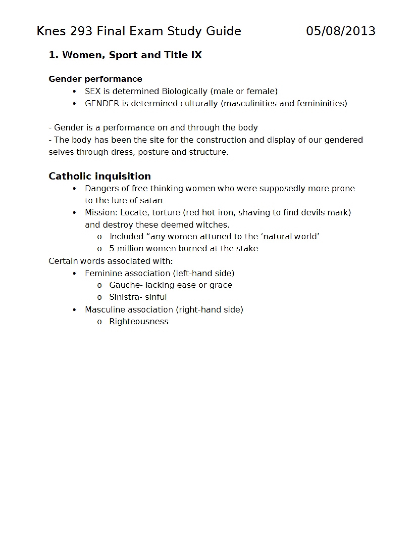 Study Resource for Final