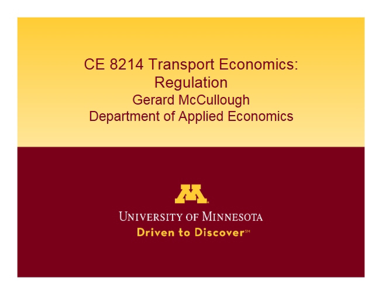 Economics of Transportation