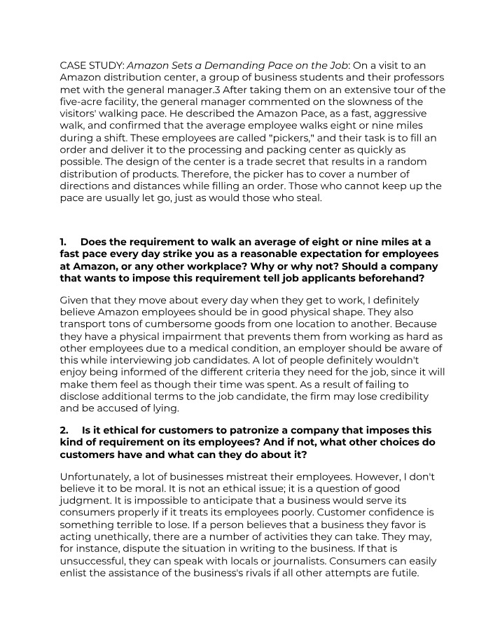 The Physical Challenges of Amazon's Demanding Pace