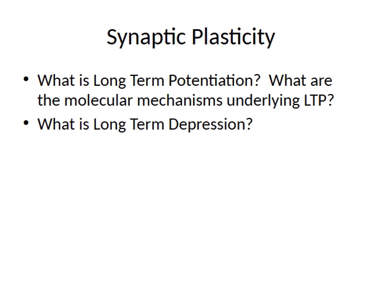 Plasticity of Synapses