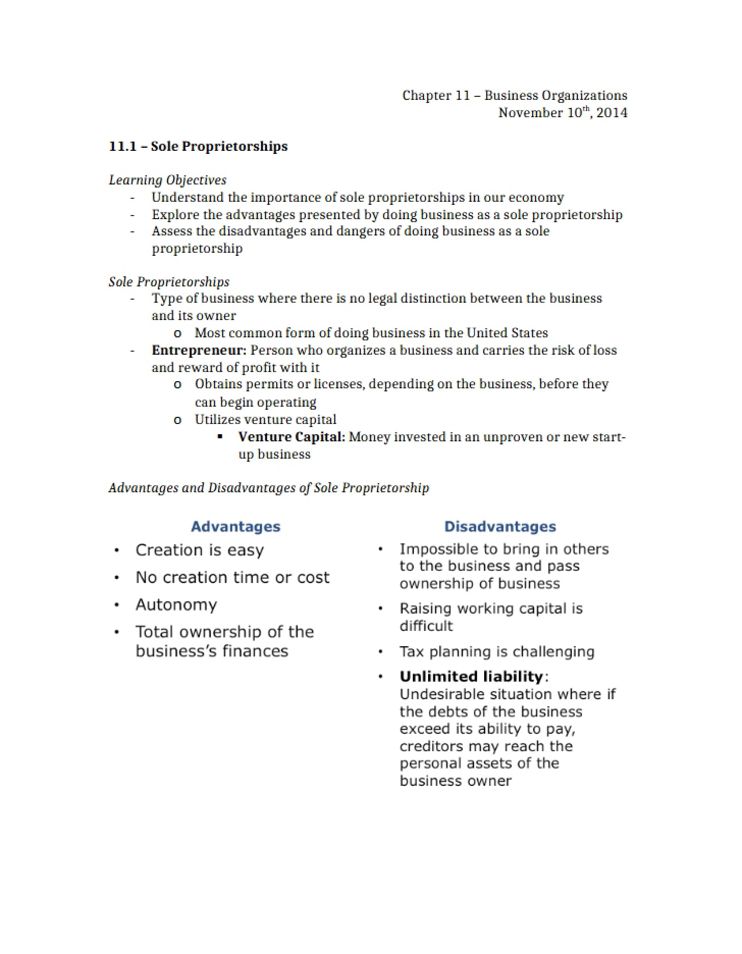 Proprietorships (Sole)