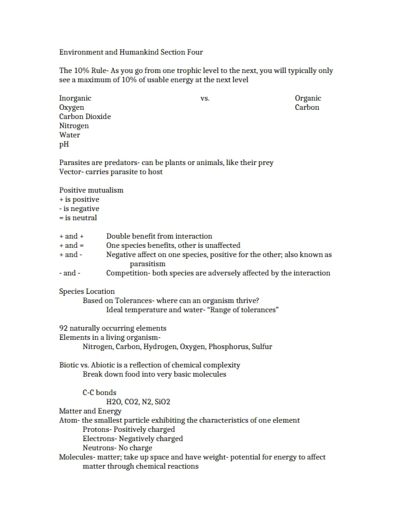 Section 4 Environment and Humankind