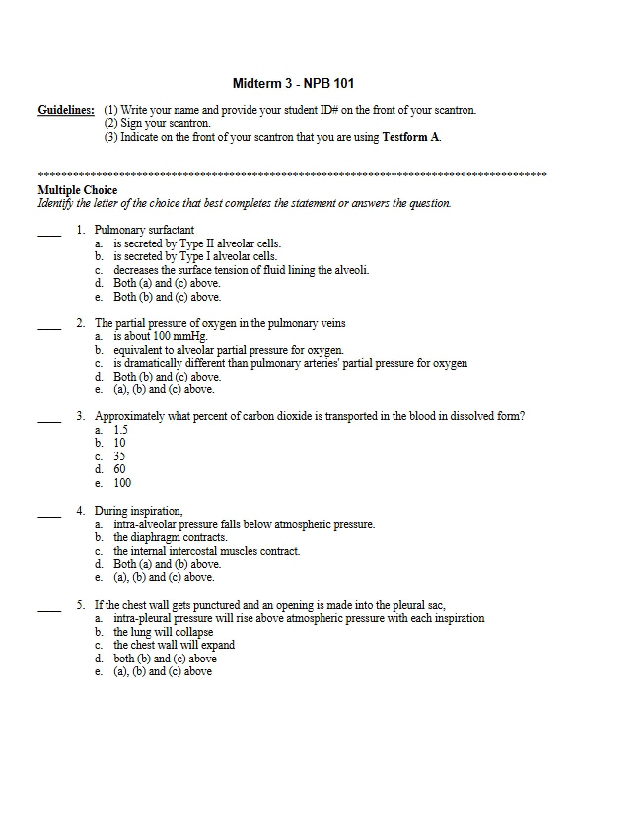 Practice Midterm 2 from Debello (Winter 2009)