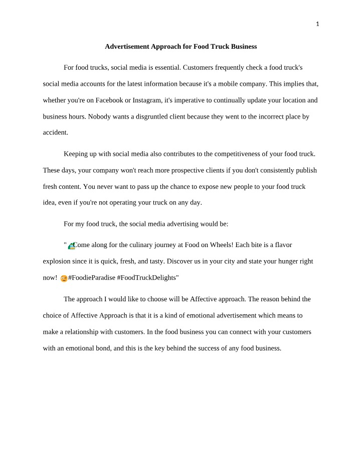 Advertisement Approach for Food Truck Business
