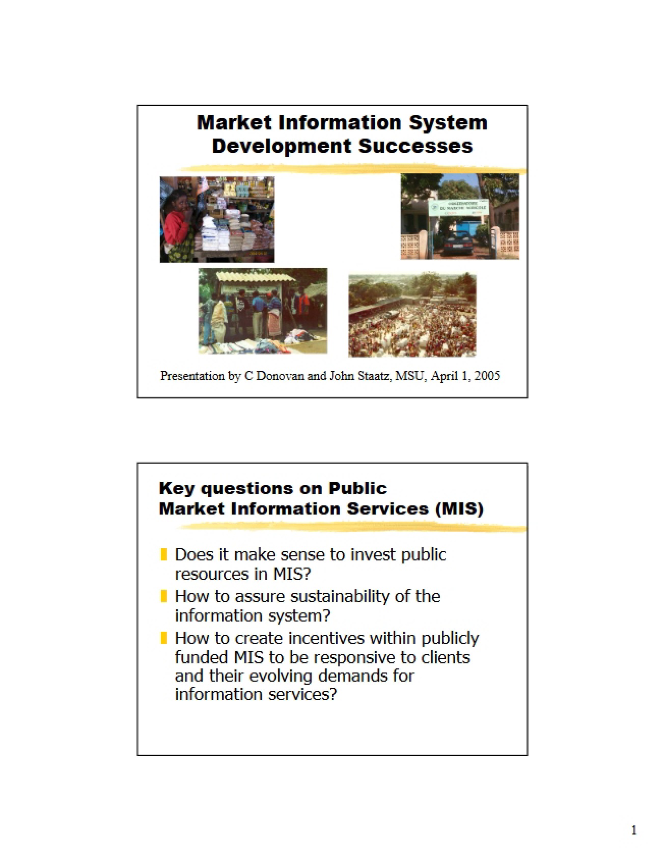 Success in Developing Market Information Systems