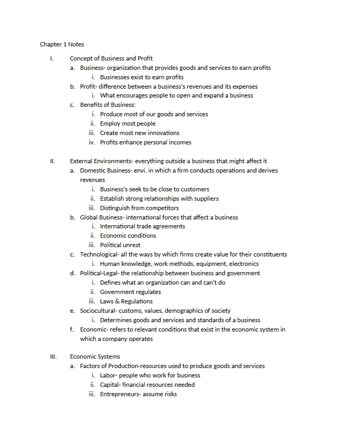 Contemporary Business Chapter One Notes