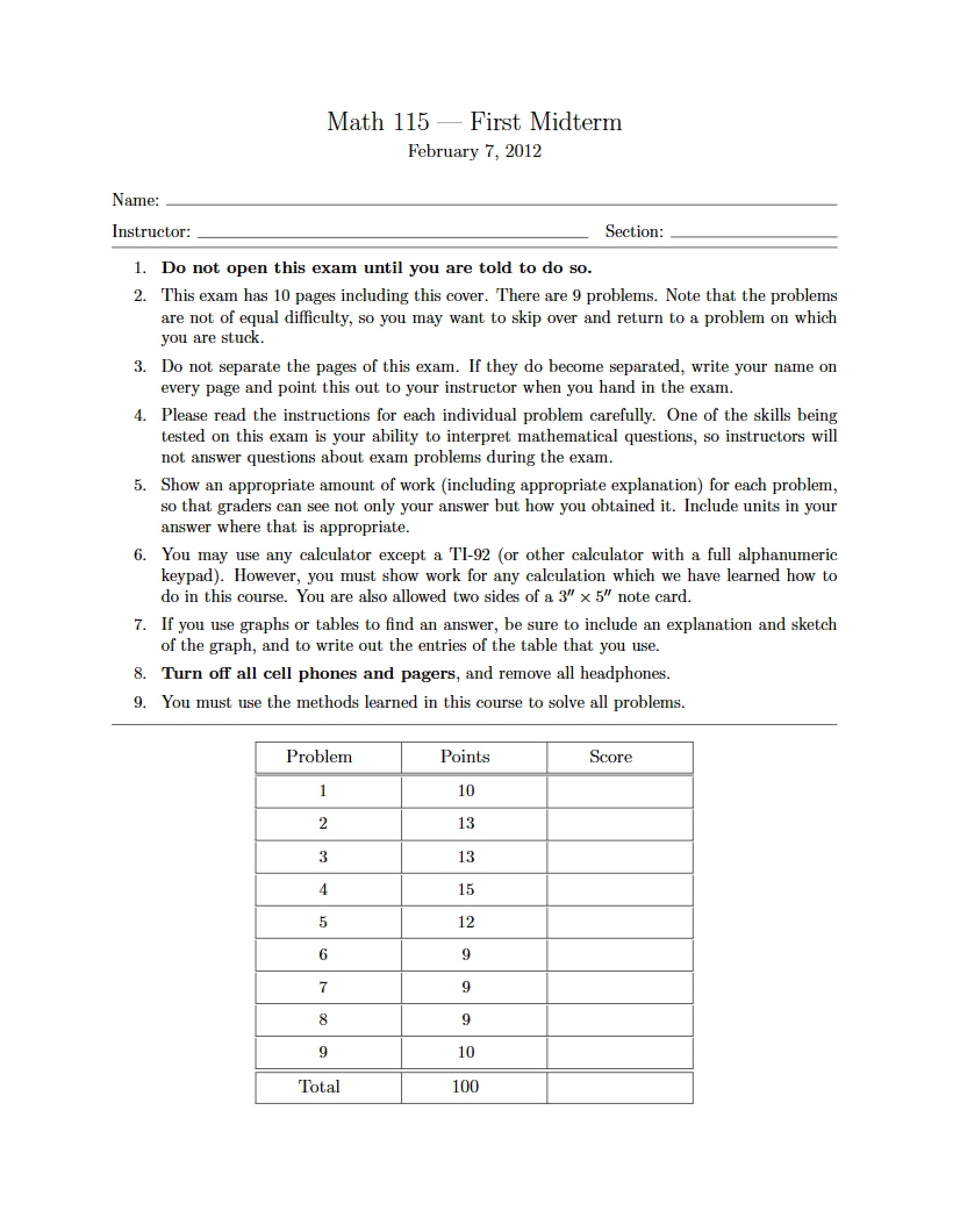 Midterm Number One
