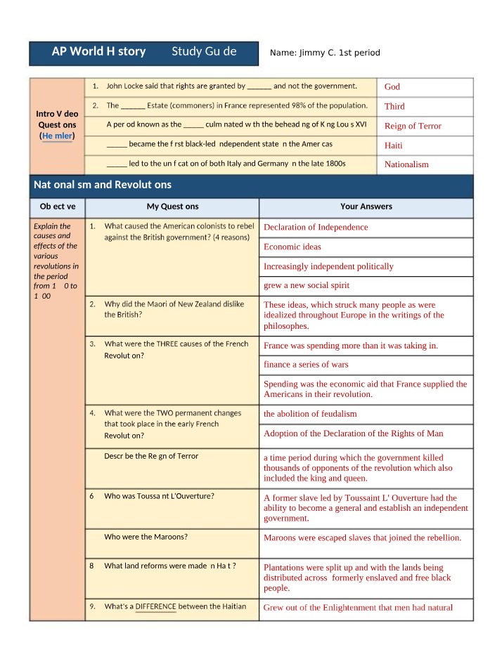Unit 5.2 AMSCO Study Guide