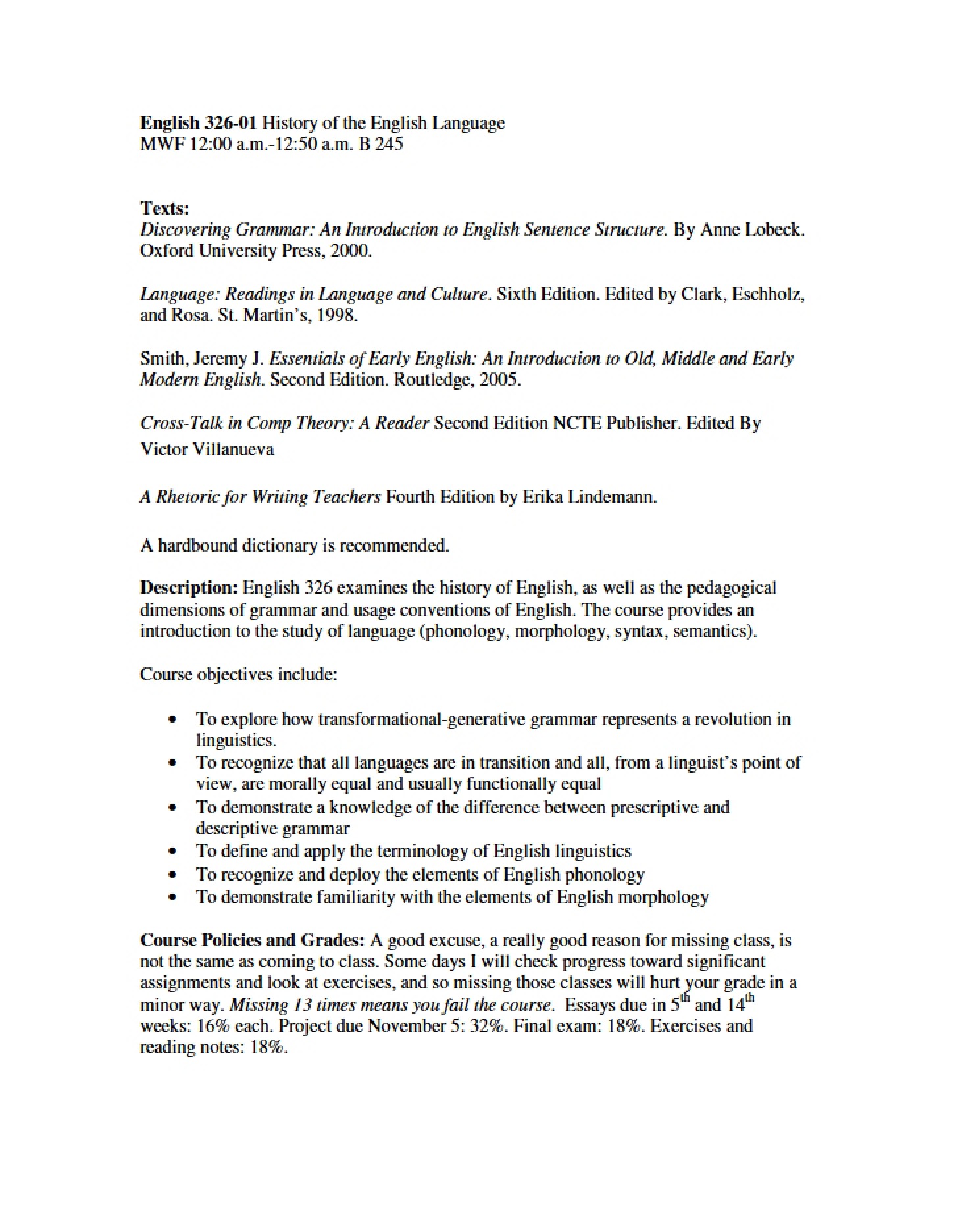 Course Syllabus
