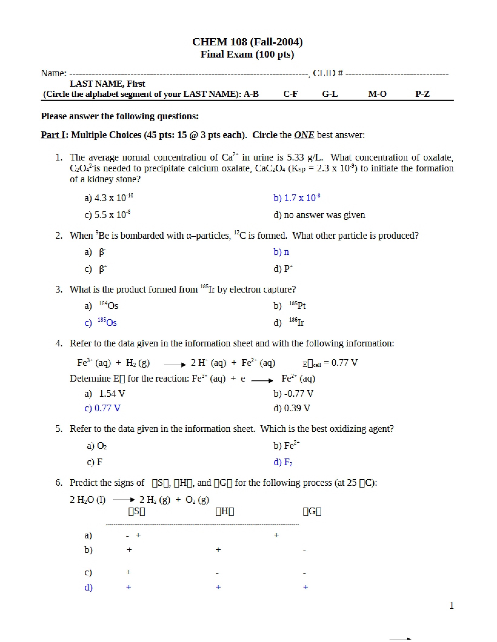 Chem 108 Class Notes