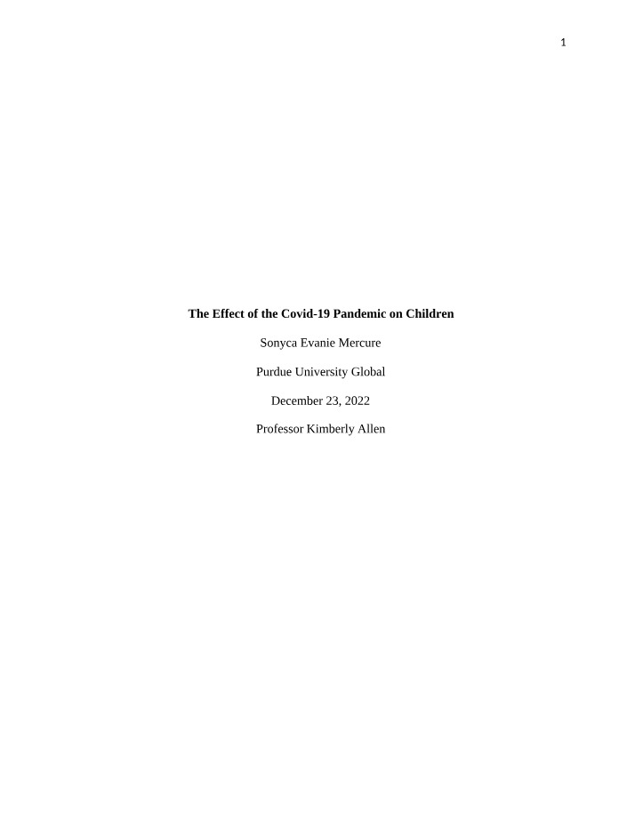 Covid-19 Pandemic - Effect on Children