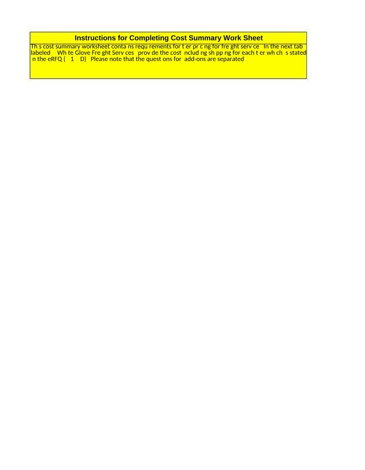 Worksheet - Cost Proposal