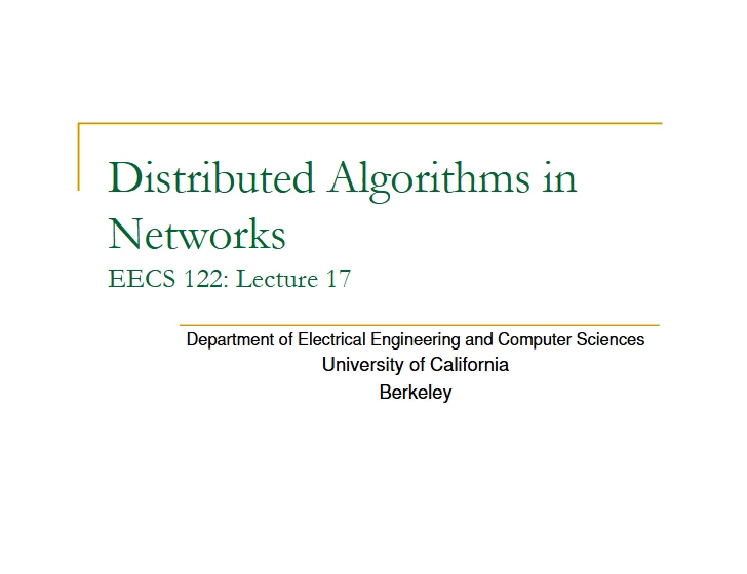 Algorithms Distributed in Networks