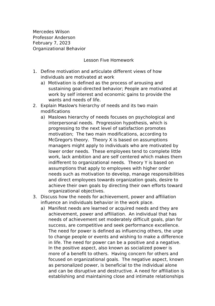 Homework - Lesson Five